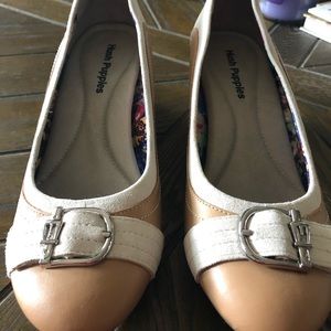 Hush Puppies! Like new! Tan/cream wedge heels.